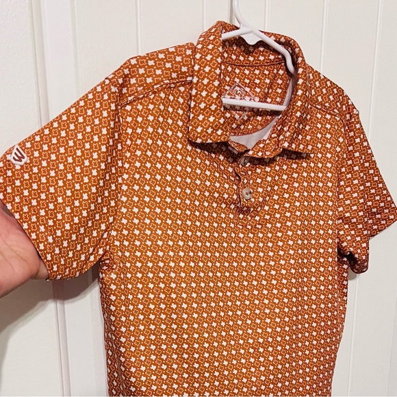 Burlebo Boys Performance Polo Orange and White Texas, Size Medium (8) - Picture 5 of 6